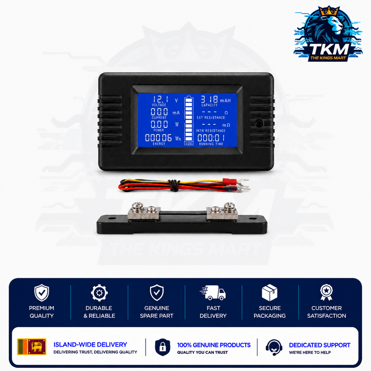 LCD Battery Tester Voltage Capacity IR Tester with 100A Shunt