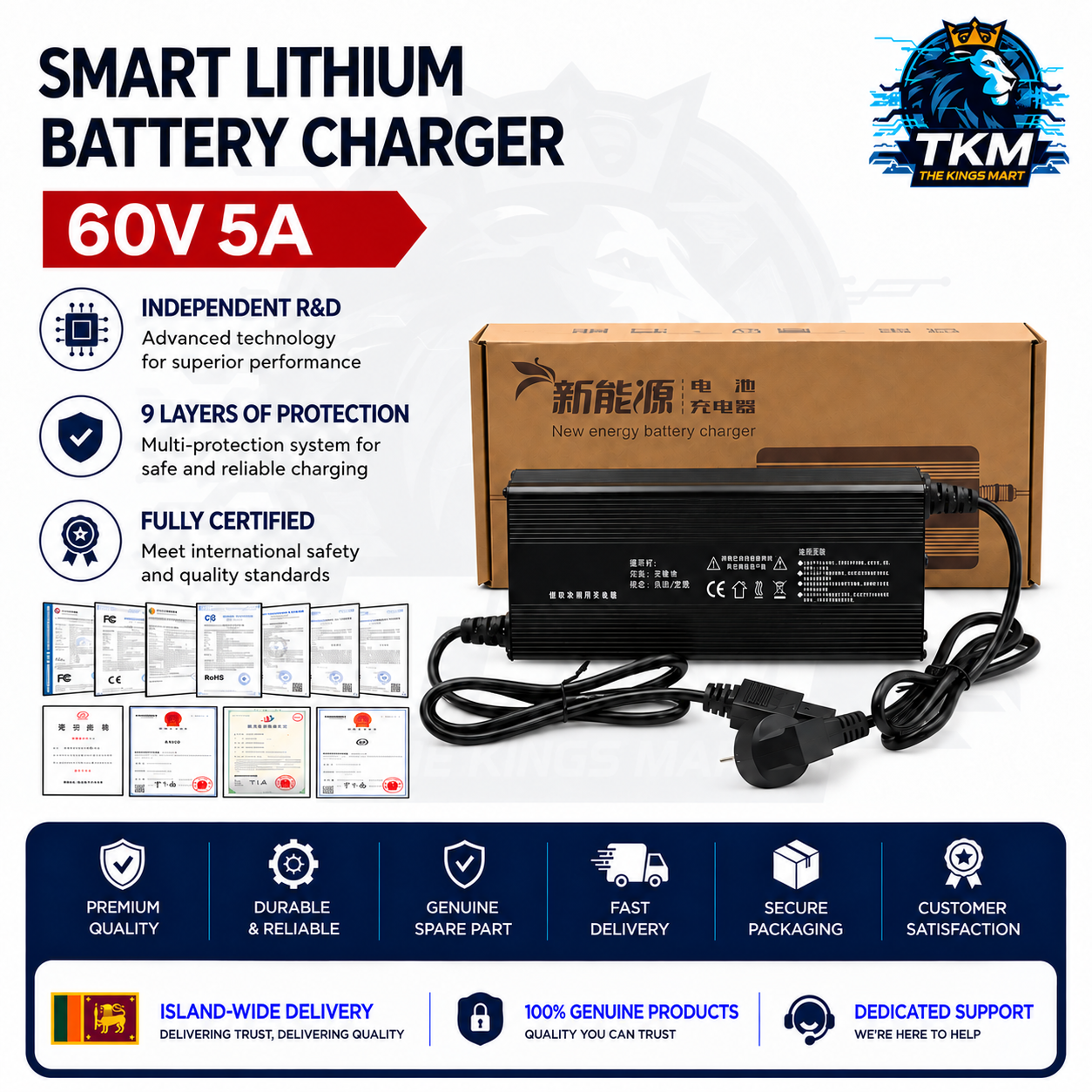 60V 5A Lithium Battery Charger Aluminium Housing 65.7V 67.2V 69.4V 71.4 73V
