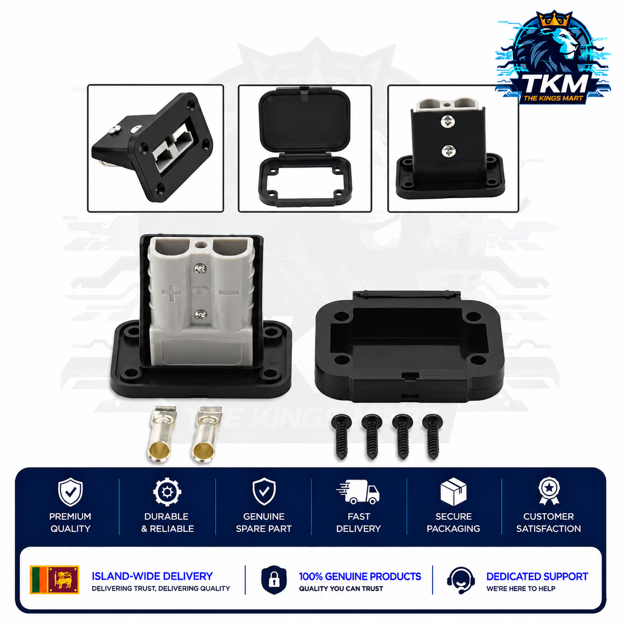 1 Piece 2 Wire Anderson plug 50A 600V with Mounting Bracket for Electric Bikes