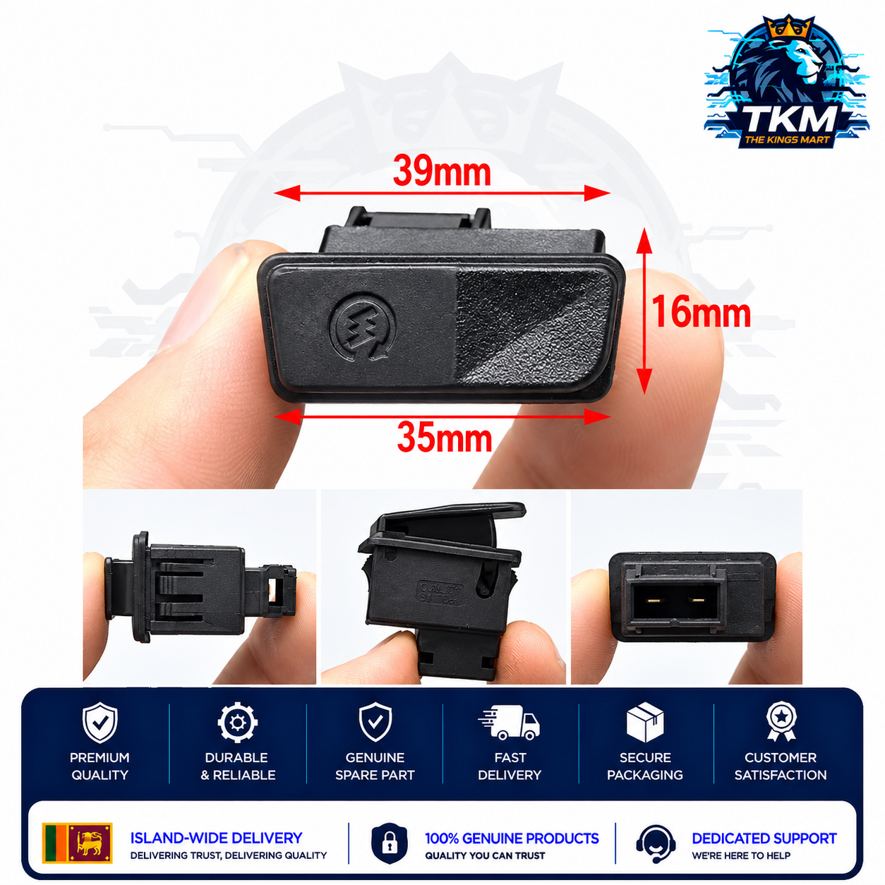 Self Start Switch Push Button Parking Switch squire shape