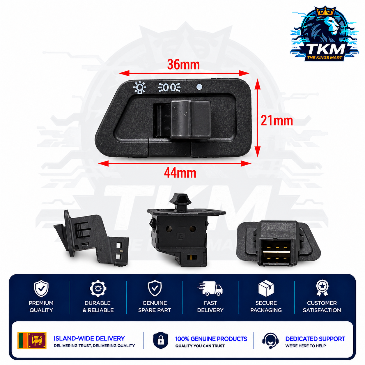 Head light On Off Switch angle squire shape dual connector type