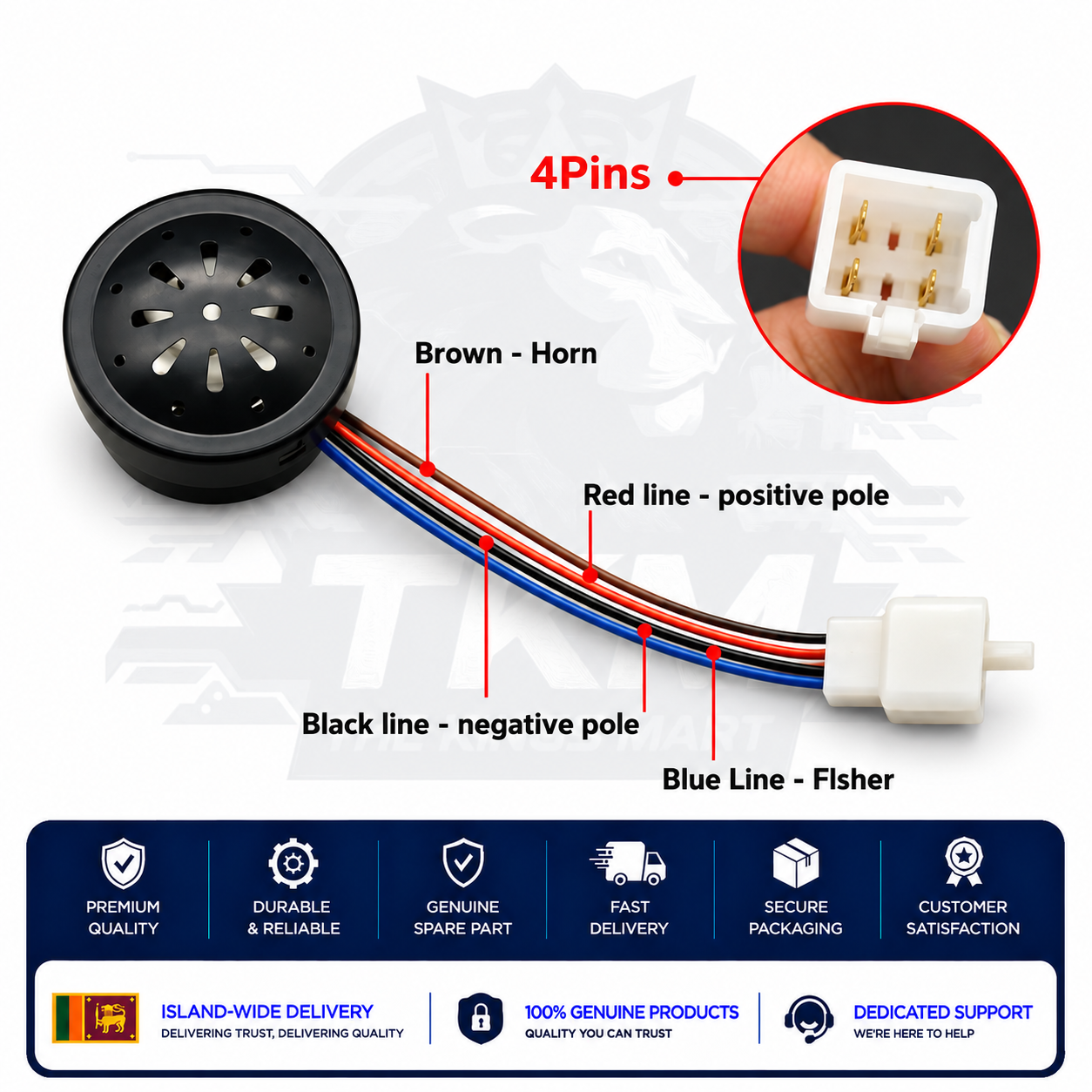 Kinda 2 in 1 Speaker Horn & Flasher 36V - 72V