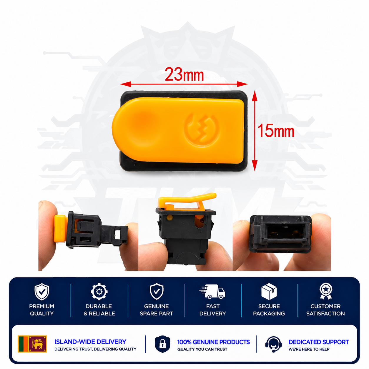 Self Start Switch Push Button Parking Switch Mini Switch yellow color
