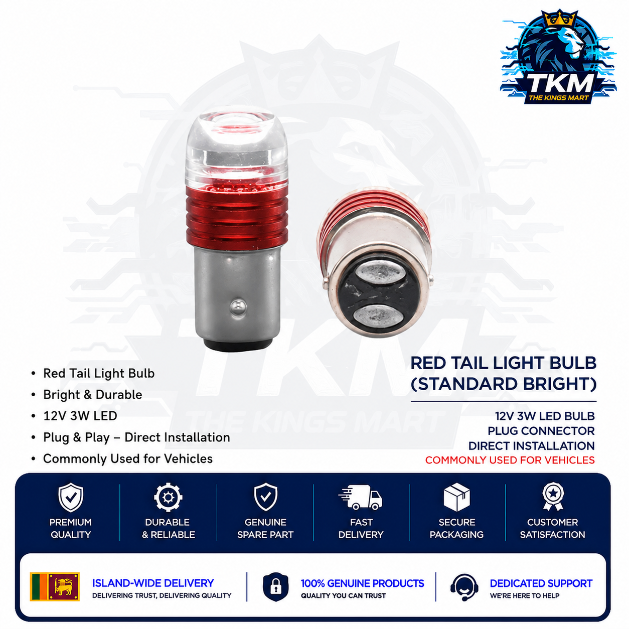 LED Brake Light Bulb for Electric Bikes 12V Tail Light Bulb Red Color