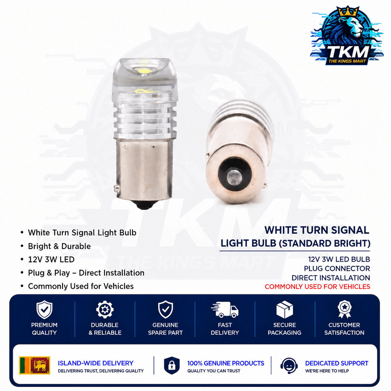 LED Signal Light Bulb for Electric Bikes 12V Turn Signal Light Bulb White Color