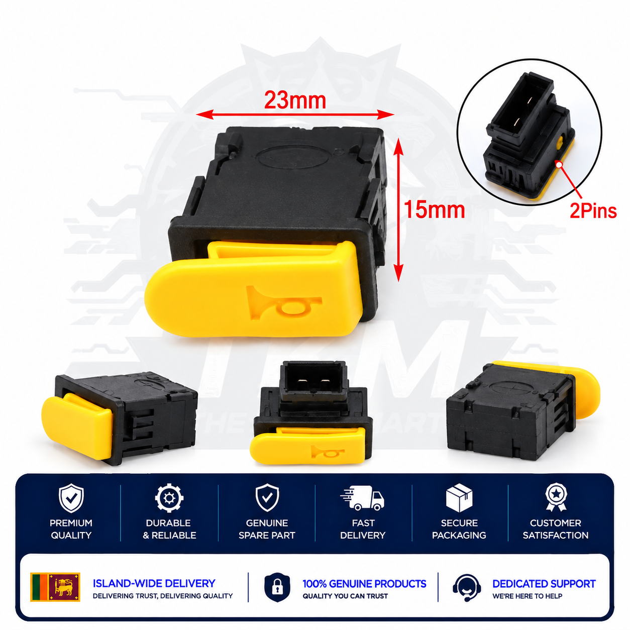 Horn Switch Push Button Mini Switch yellow color