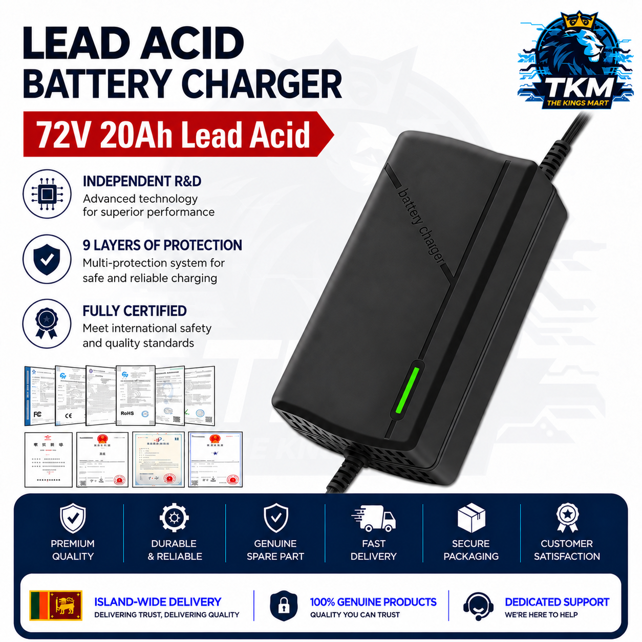 72V 20Ah Lead Acid Battery Charger Plastic Housing 24Ah 12Ah