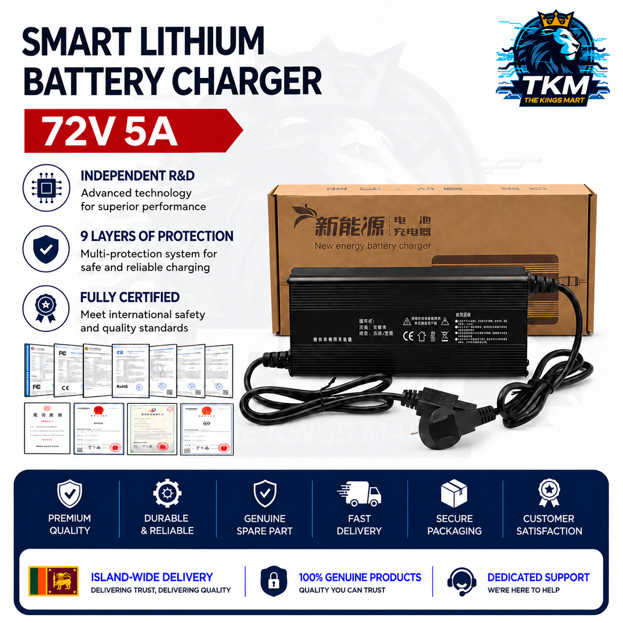 72V 5A Lithium Battery Charger Aluminium Housing 88.2V 87.6V 84V 81V